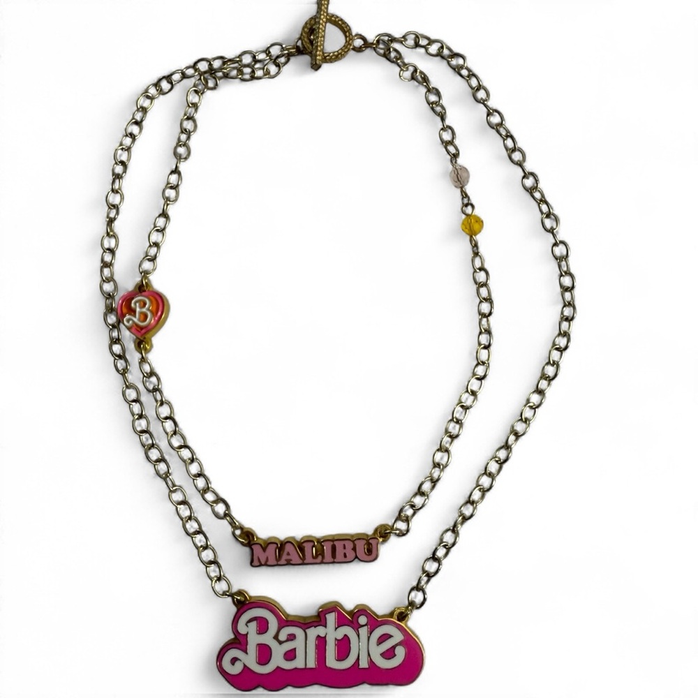 Malibu Barbie Pink and Gold Tone Necklace